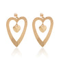 Stainless Steel 18K Gold Plating Heart in Heart Drop Earring