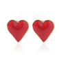 18K Gold Plated Stainless Steel Red Enamel Heart Stud Earrings for Women Waterproof and Hypoallergenic