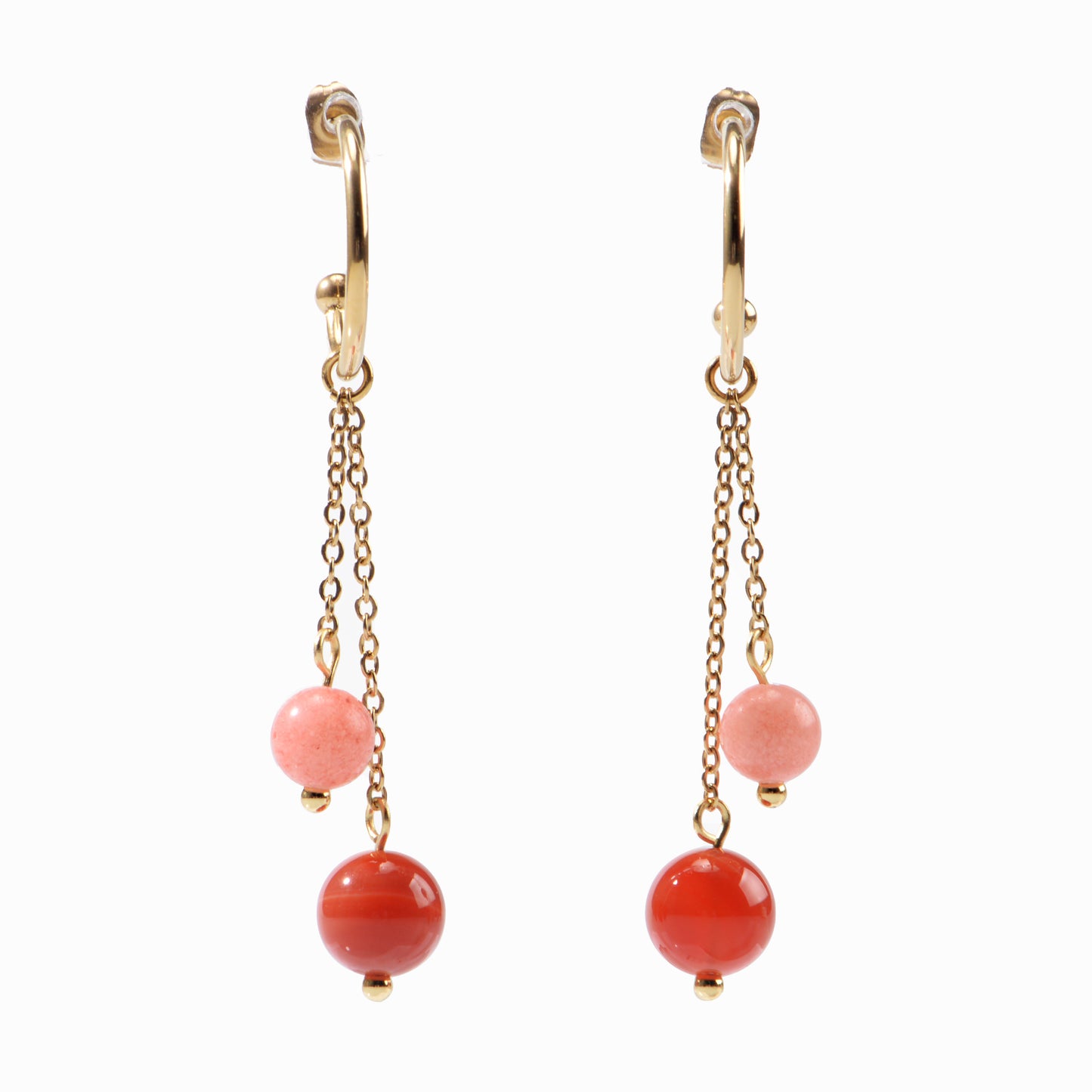18K Gold-Plated Stainless Steel Nature Stone extension stack earrings