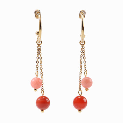 18K Gold-Plated Stainless Steel Nature Stone extension stack earrings