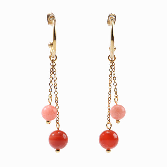 18K Gold-Plated Stainless Steel Nature Stone extension stack earrings