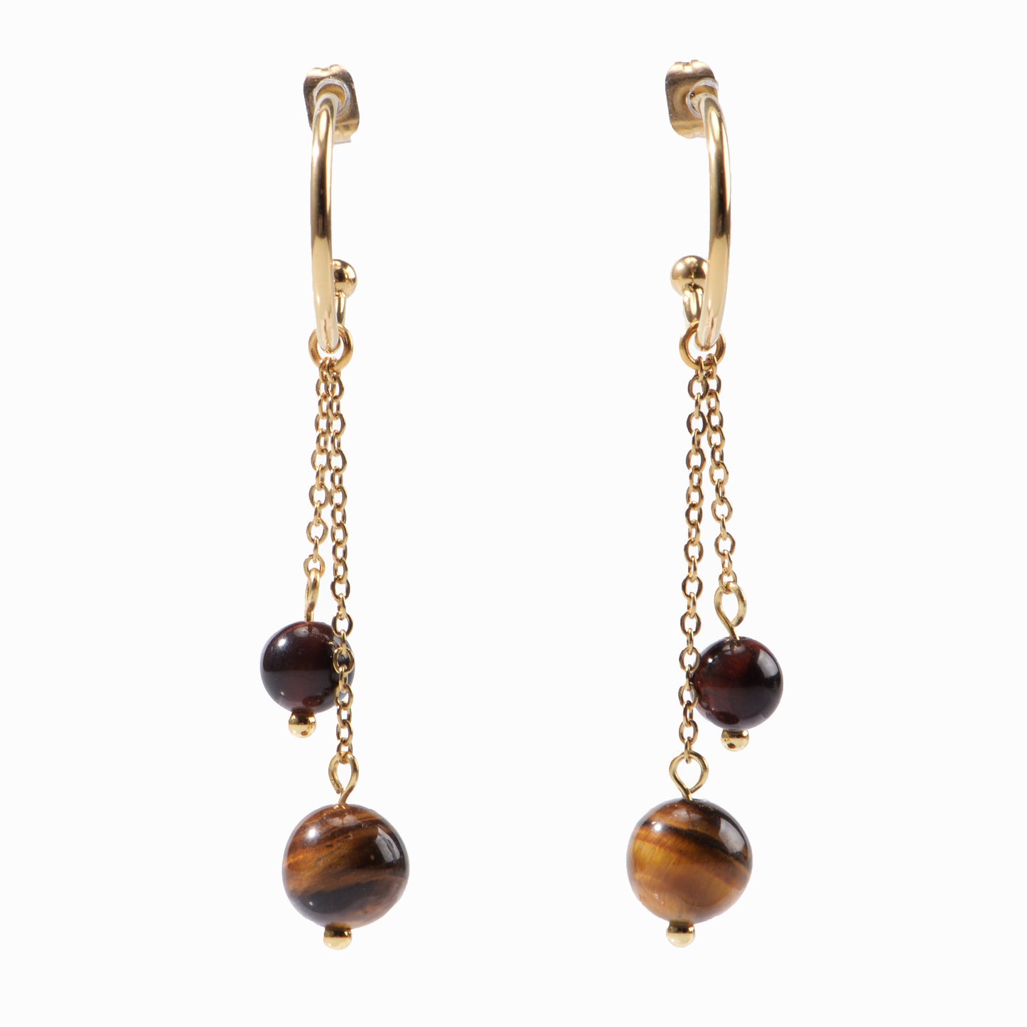 18K Gold-Plated Stainless Steel Nature Stone extension stack earrings