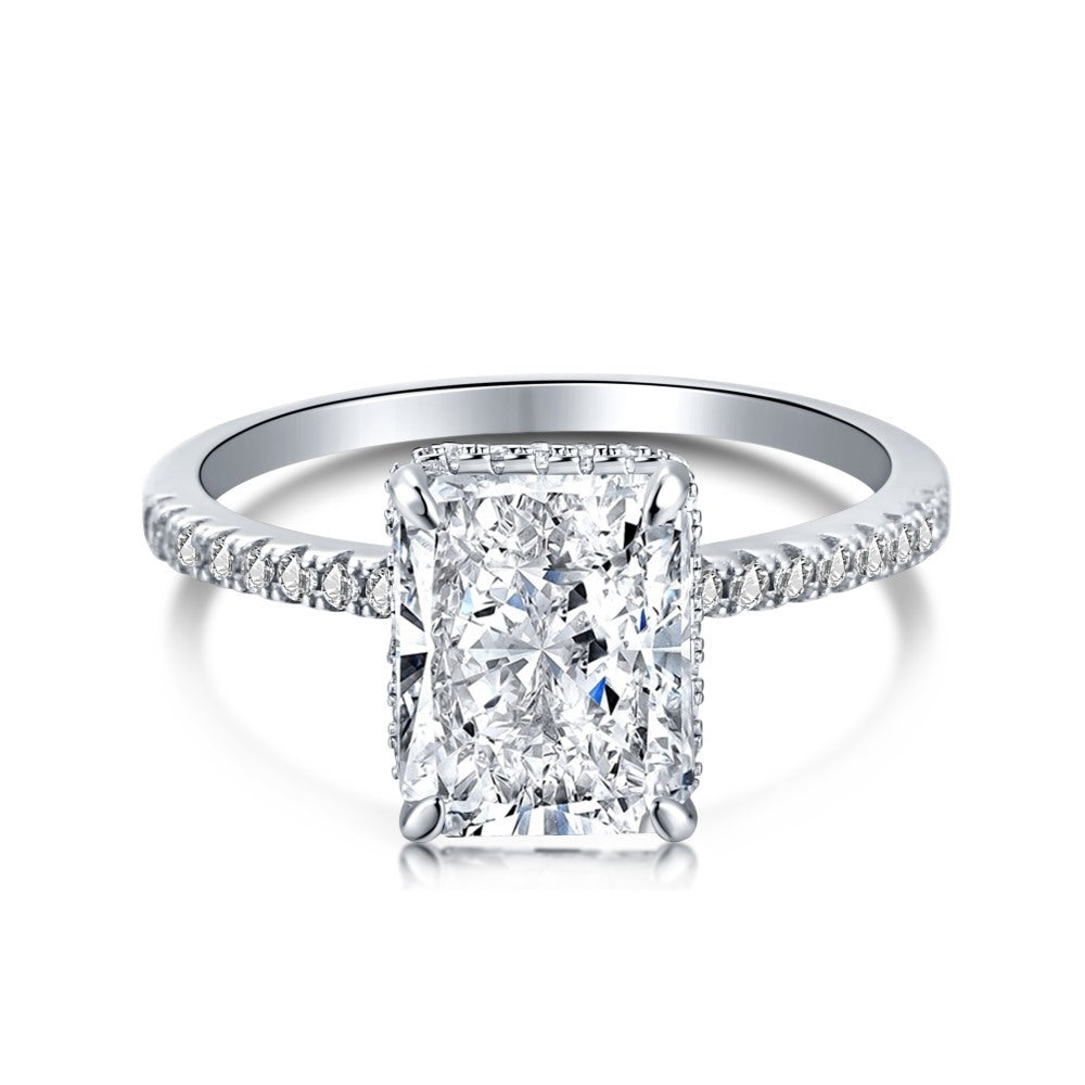 Luxury 925 Silver Square Cut Zirconia Ring with Colorful Gemstone | Elegant Women’s Statement Ring