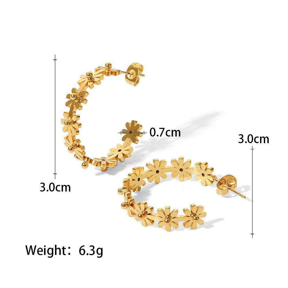 Oudisijewelry 316L Stainless steel Daisy flower hook earring
