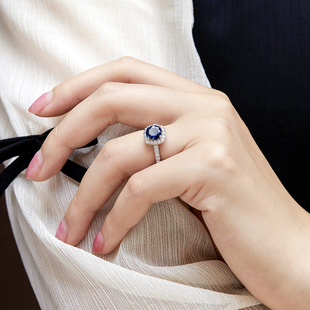 925 Sterling Silver Halo Zirconia Ring – Elegant Engagement Promise Ring