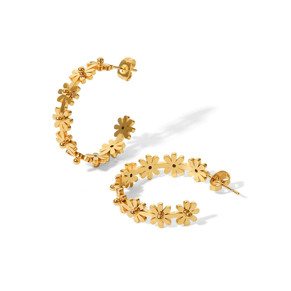 Oudisijewelry 316L Stainless steel Daisy flower hook earring