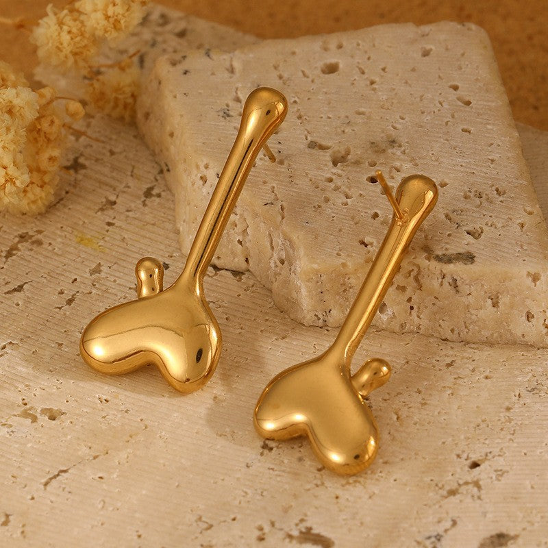 18K Gold-Plated Stainless Steel Teardrop Heart Earrings