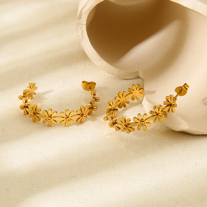 Oudisijewelry 316L Stainless steel Daisy flower hook earring