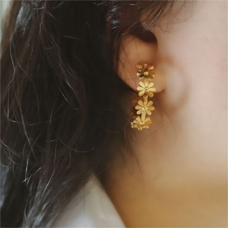 Oudisijewelry 316L Stainless steel Daisy flower hook earring