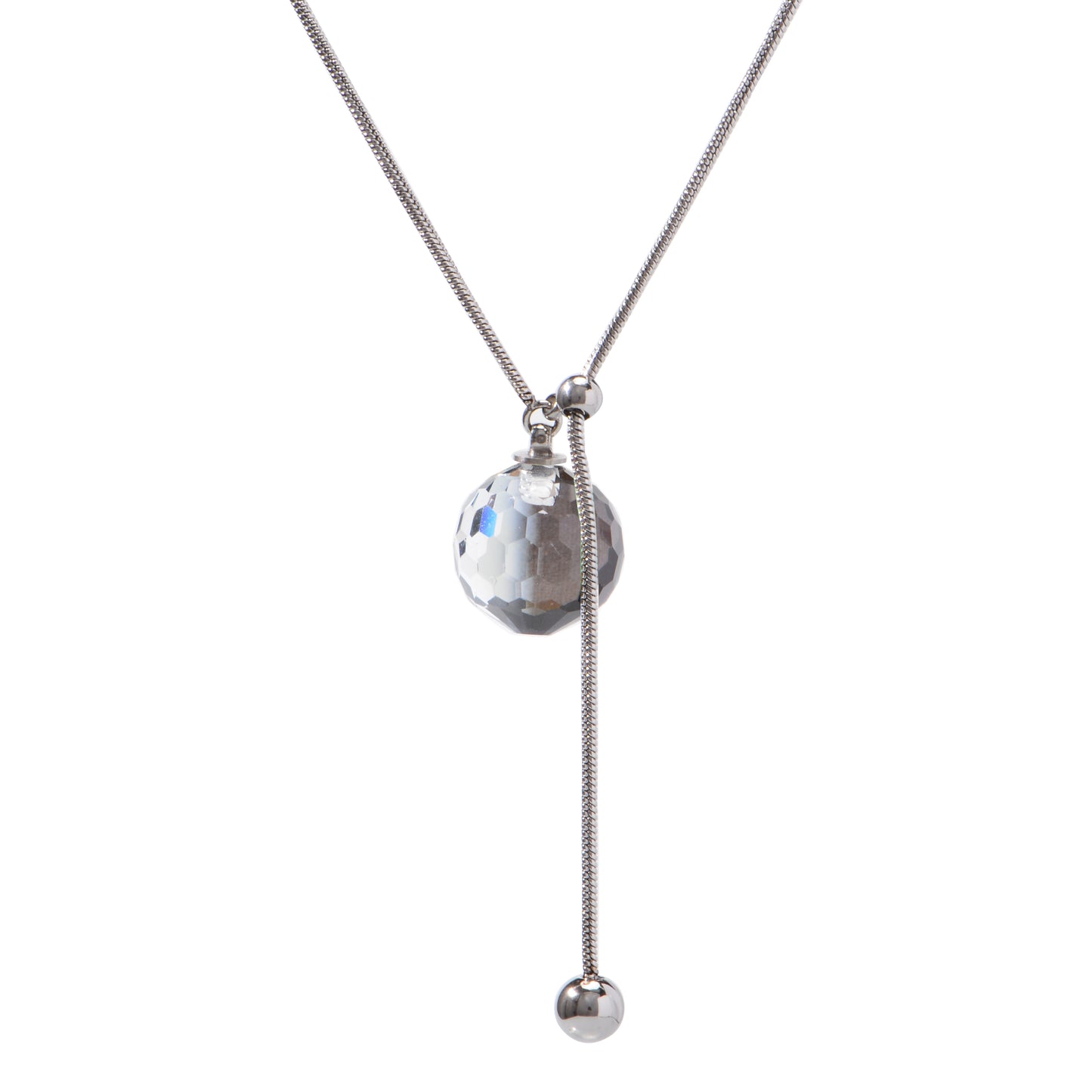 Oudisijewelry Adjustable faceted glass pendant necklace