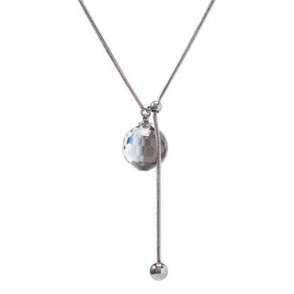 Oudisijewelry Adjustable faceted glass pendant necklace