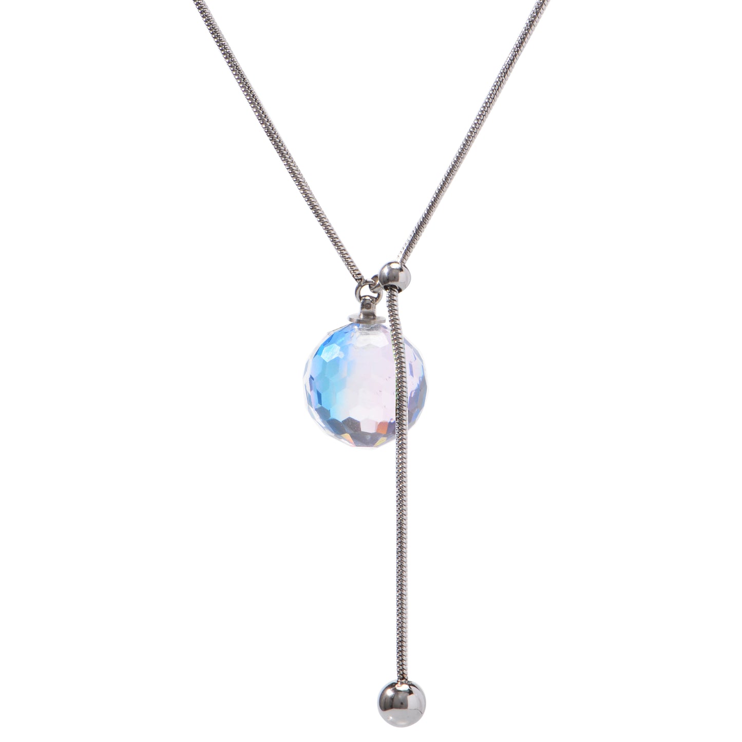 Oudisijewelry Adjustable faceted glass pendant necklace