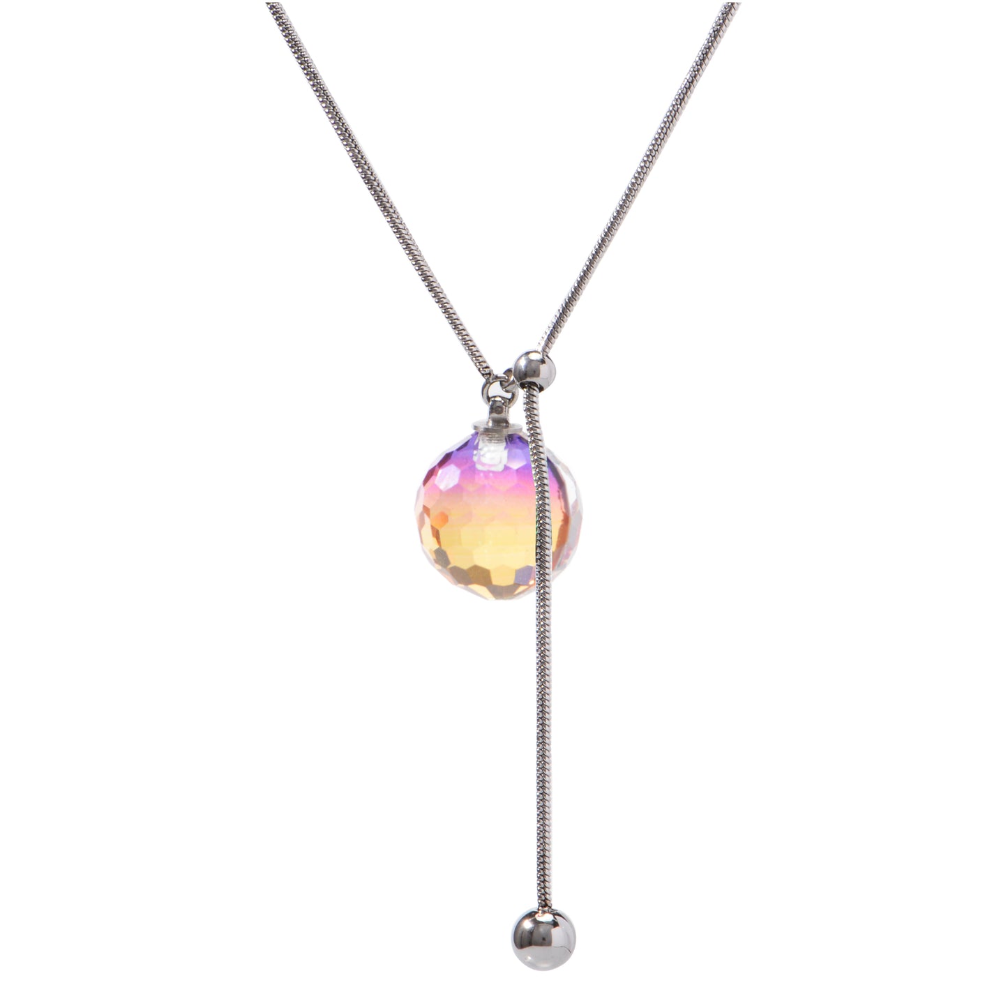Oudisijewelry Adjustable faceted glass pendant necklace