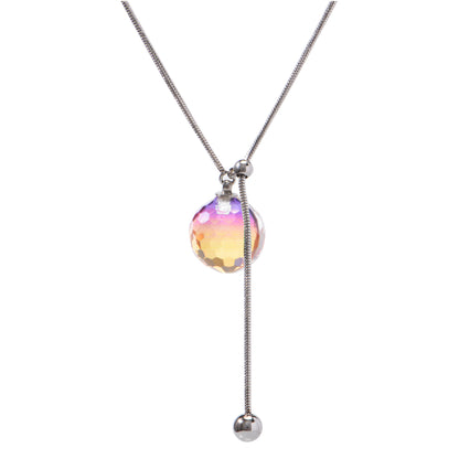 Oudisijewelry Adjustable faceted glass pendant necklace