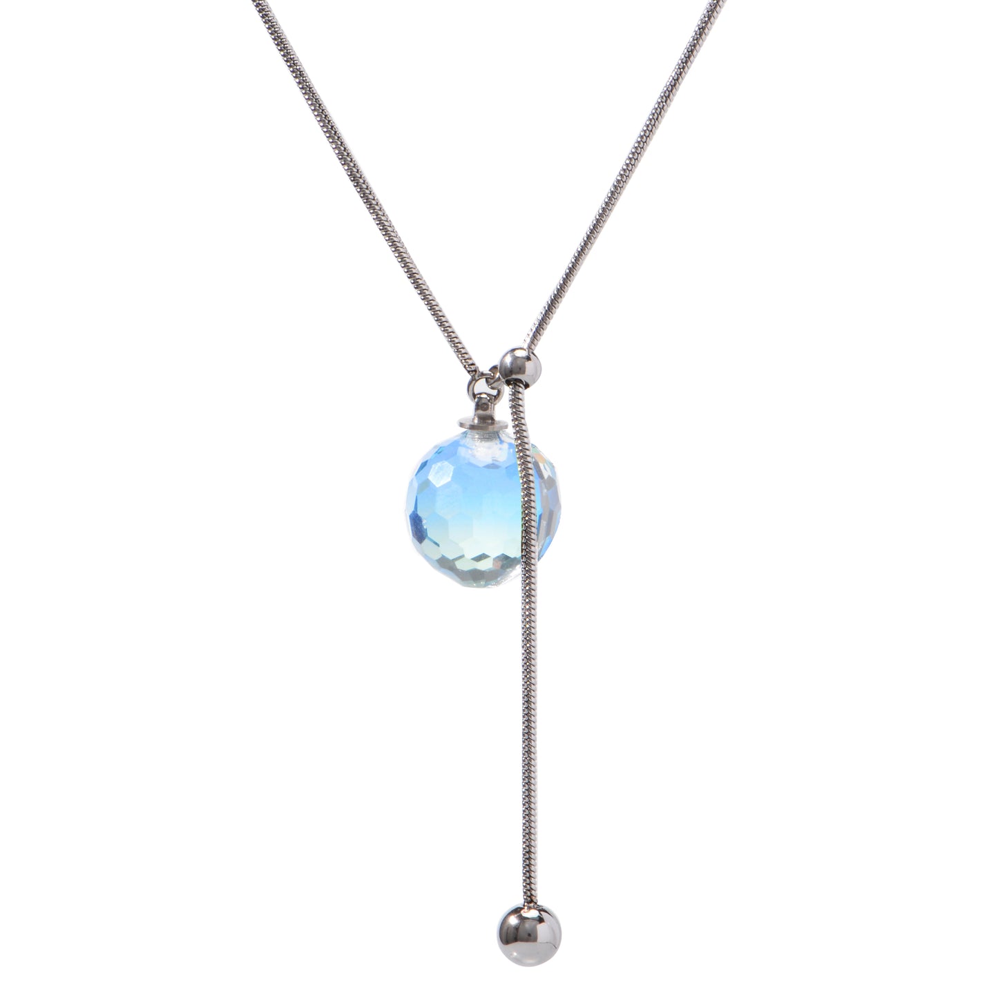 Oudisijewelry Adjustable faceted glass pendant necklace