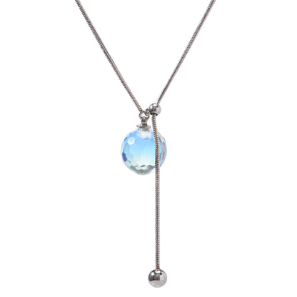 Oudisijewelry Adjustable faceted glass pendant necklace