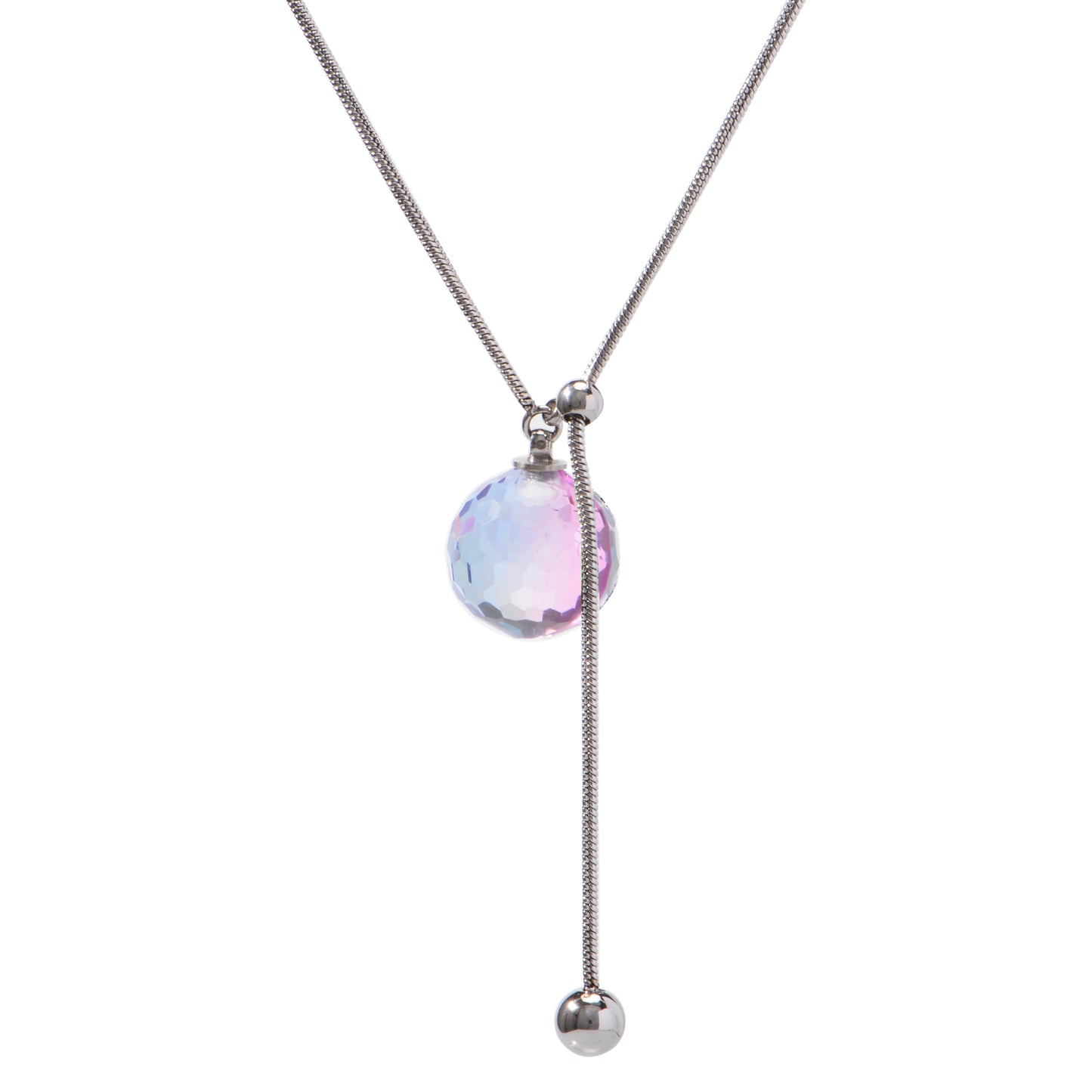 Oudisijewelry Adjustable faceted glass pendant necklace