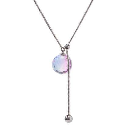 Oudisijewelry Adjustable faceted glass pendant necklace