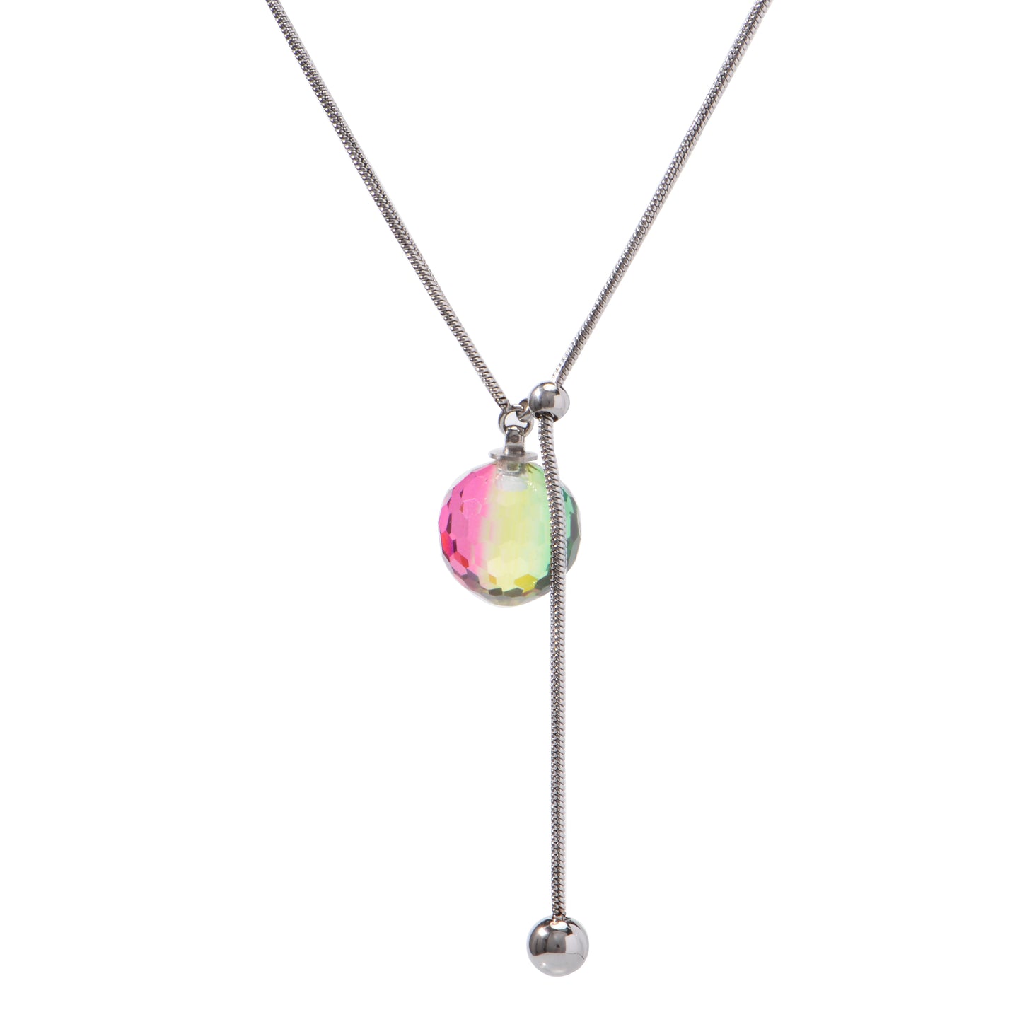 Oudisijewelry Adjustable faceted glass pendant necklace