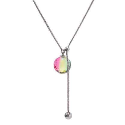 Oudisijewelry Adjustable faceted glass pendant necklace