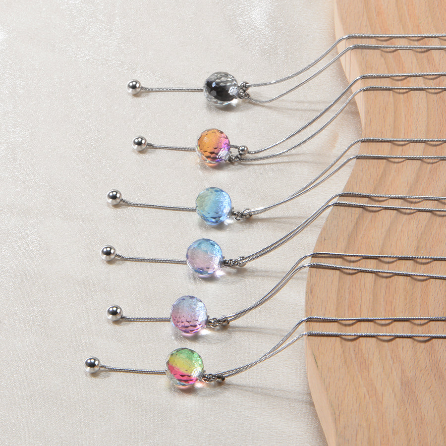 Oudisijewelry Adjustable faceted glass pendant necklace