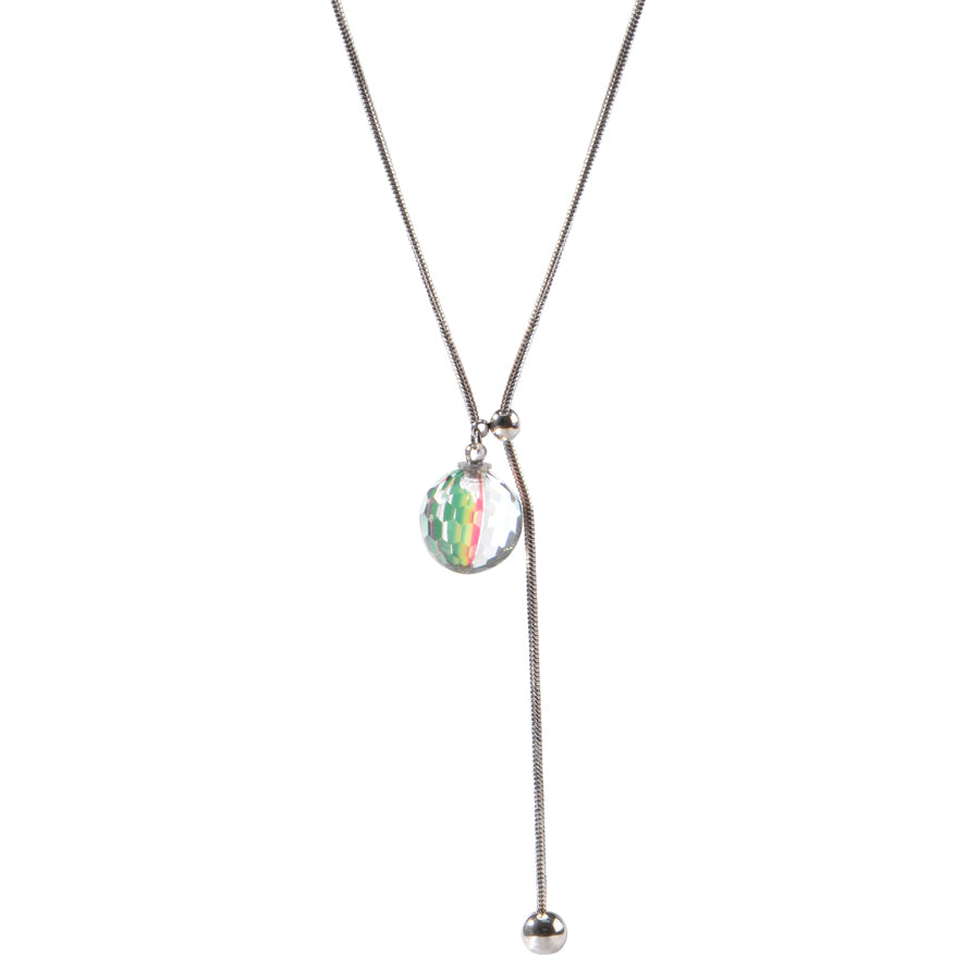 Oudisijewelry Adjustable faceted glass pendant necklace