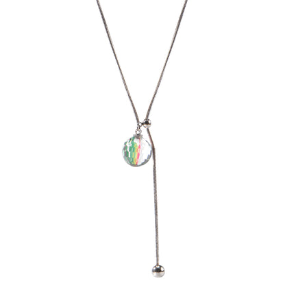Oudisijewelry Adjustable faceted glass pendant necklace