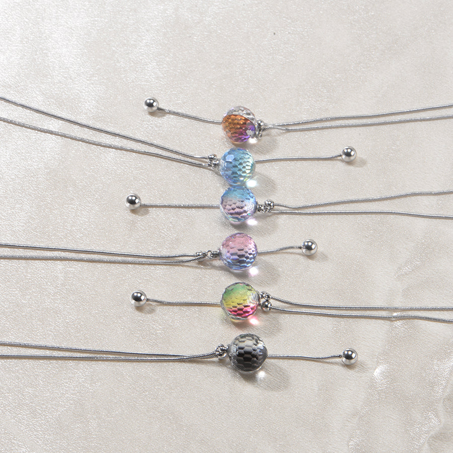 Oudisijewelry Adjustable faceted glass pendant necklace