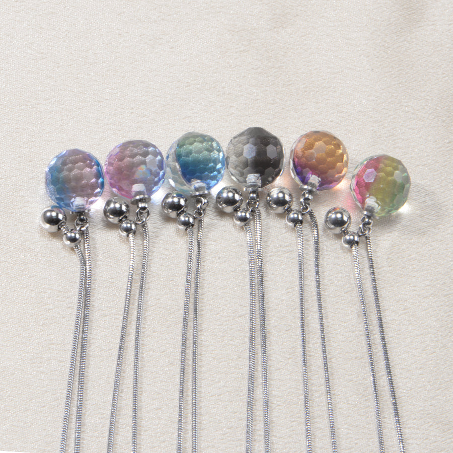 Oudisijewelry Adjustable faceted glass pendant necklace