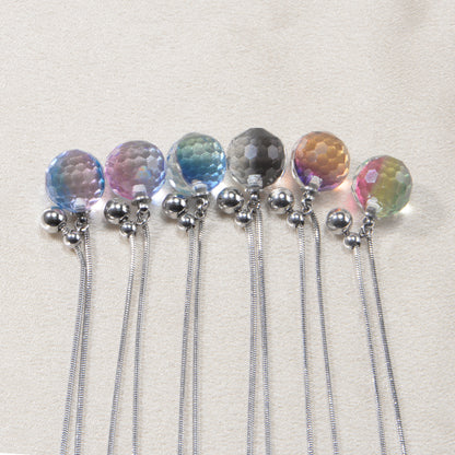 Oudisijewelry Adjustable faceted glass pendant necklace