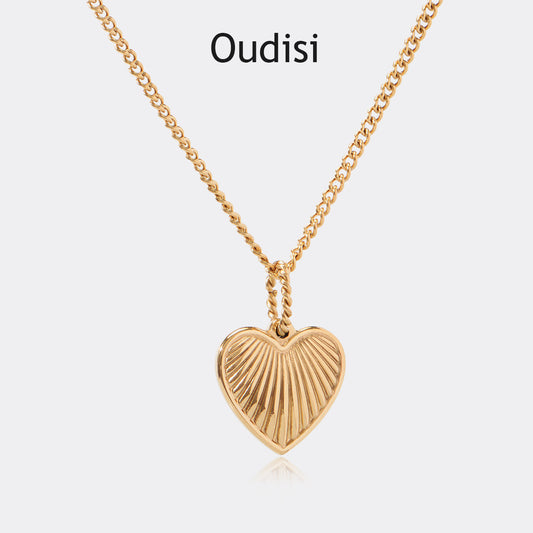 Oudisijewelry Stainless steel heart pendant necklace