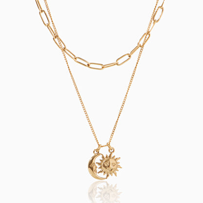 Oudisijewelry 316L Stainless steel moon&sun stack necklaces