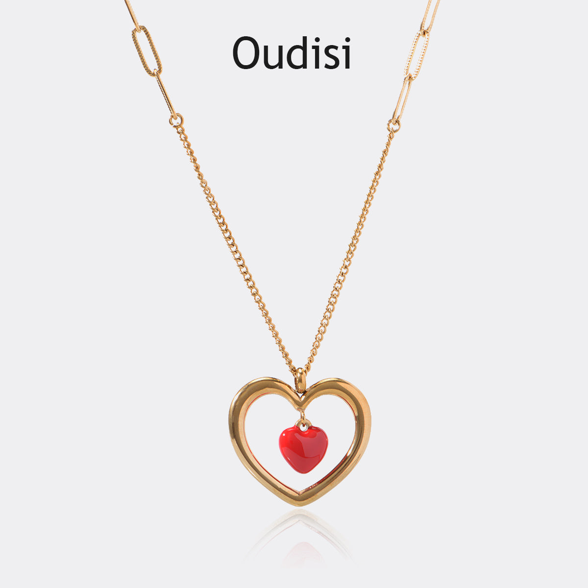 Oudisijewelry 316L Stainless steel heart pendant necklace