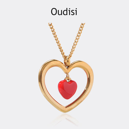 Oudisijewelry 316L Stainless steel heart pendant necklace