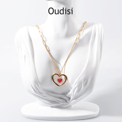 Oudisijewelry 316L Stainless steel heart pendant necklace