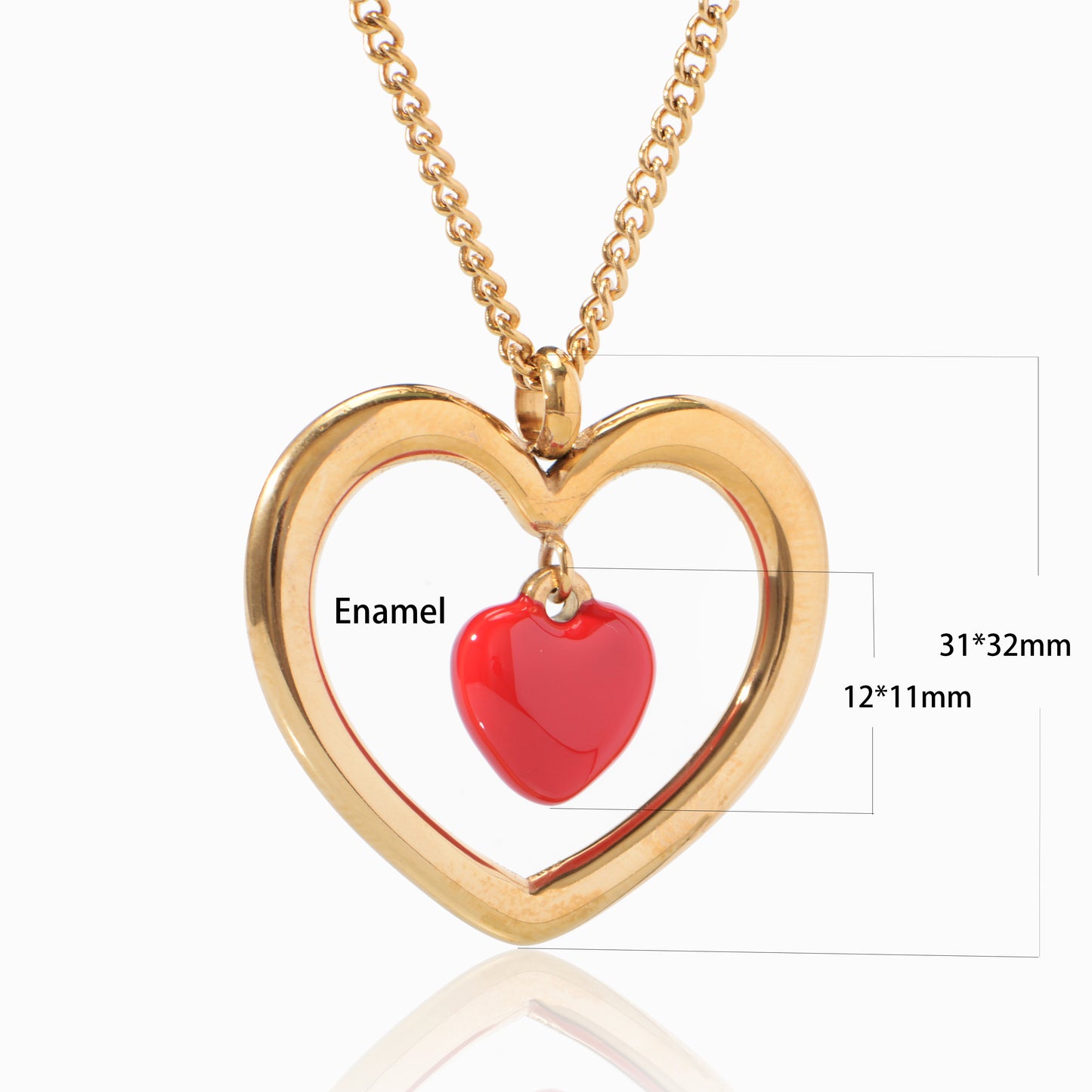 Oudisijewelry 316L Stainless steel heart pendant necklace