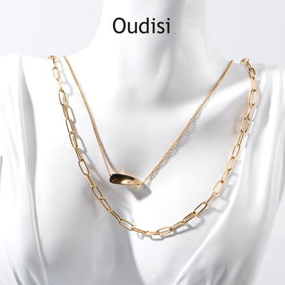 Oudisijewelry Stainless steel stack necklaces