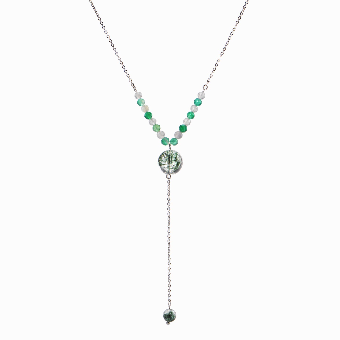 Semi-precious stone beaded pendant extension necklace