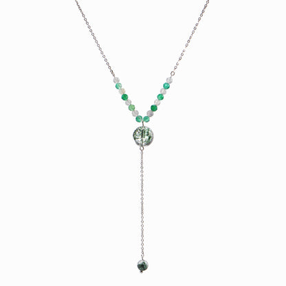 Semi-precious stone beaded pendant extension necklace