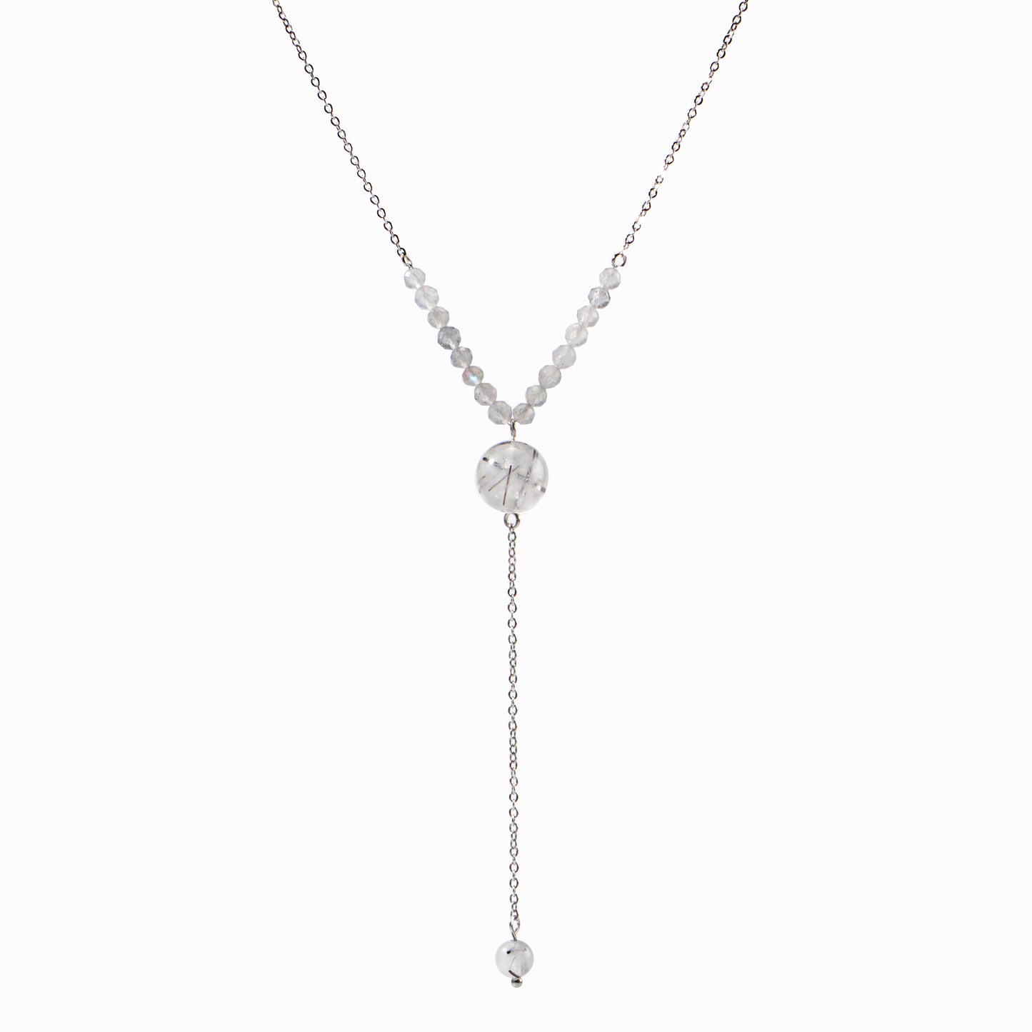 Semi-precious stone beaded pendant extension necklace