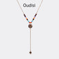 Glass beaded pendant extension necklace