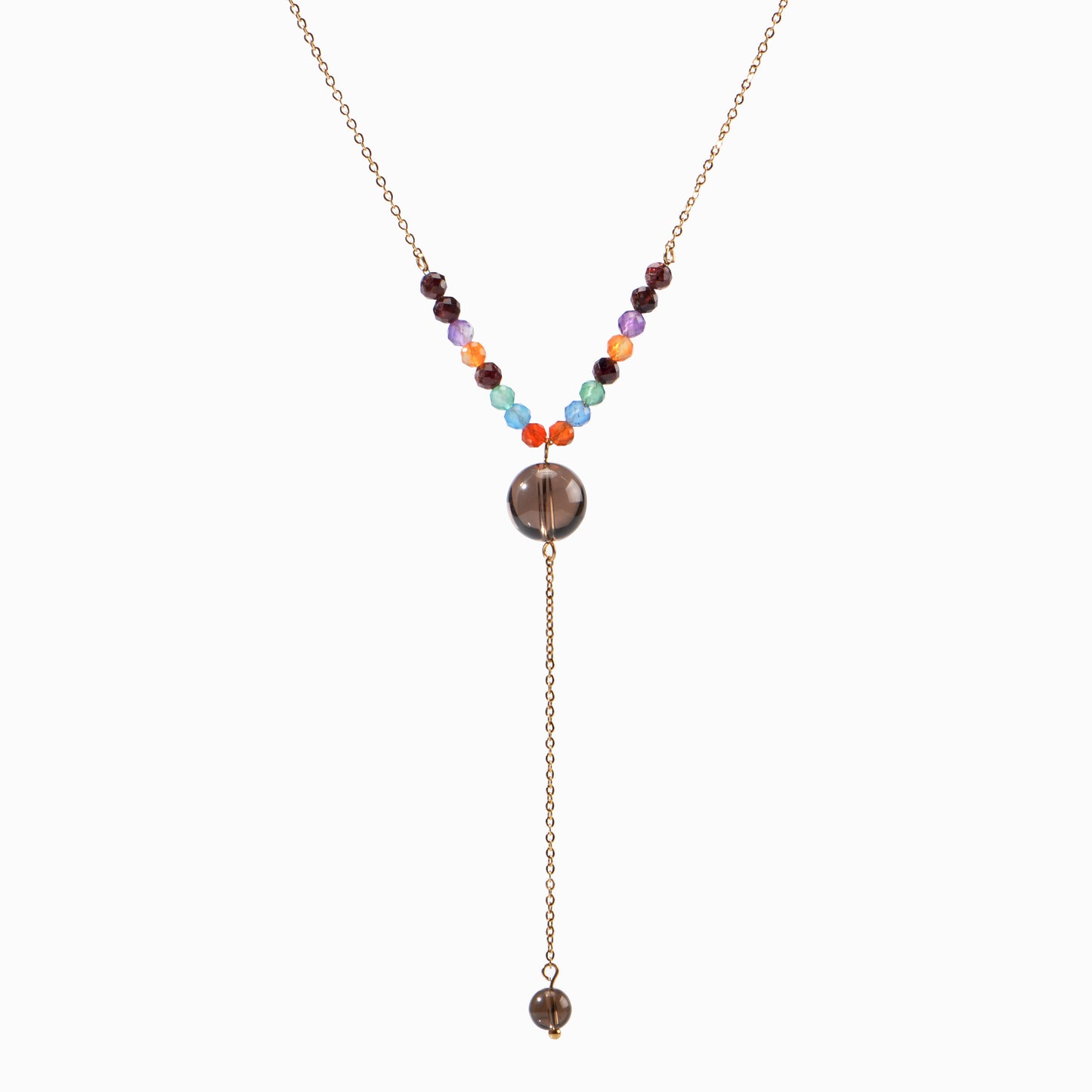 Semi-precious stone beaded pendant extension necklace