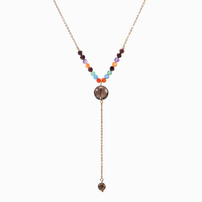 Semi-precious stone beaded pendant extension necklace