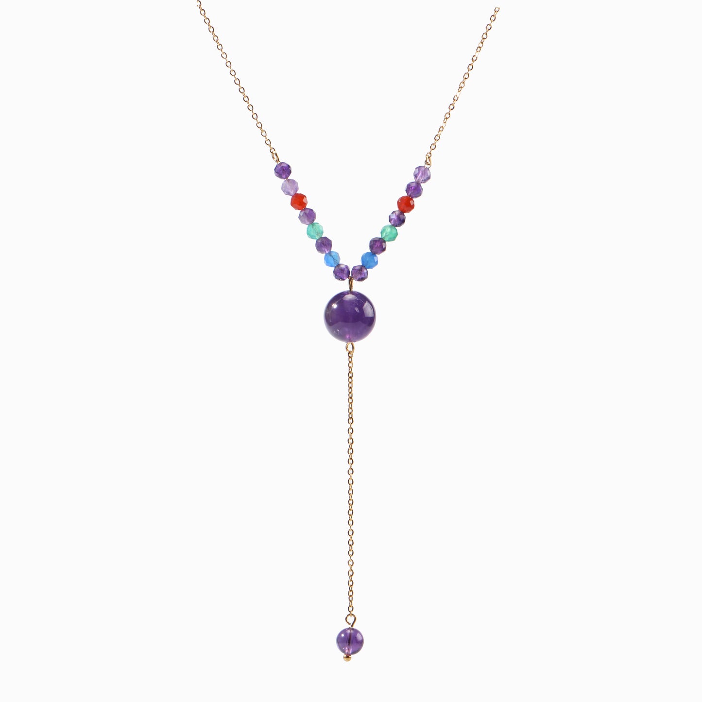 Semi-precious stone beaded pendant extension necklace