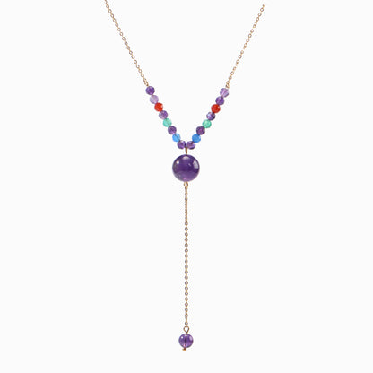 Semi-precious stone beaded pendant extension necklace