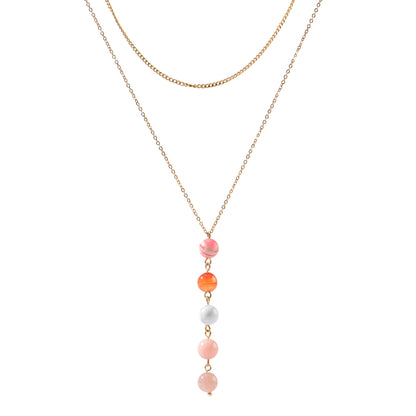 18K Gold-Plated Stainless Steel Nature Stone Extension Stack Necklace