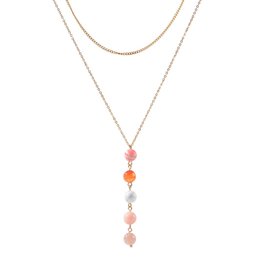 18K Gold-Plated Stainless Steel Nature Stone Extension Stack Necklace
