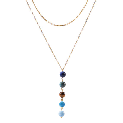 18K Gold-Plated Stainless Steel Nature Stone Extension Stack Necklace