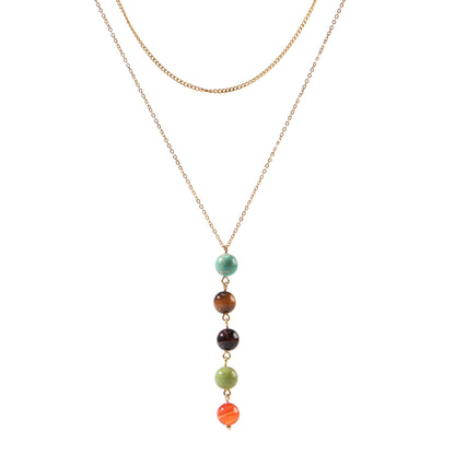 18K Gold-Plated Stainless Steel Nature Stone Extension Stack Necklace