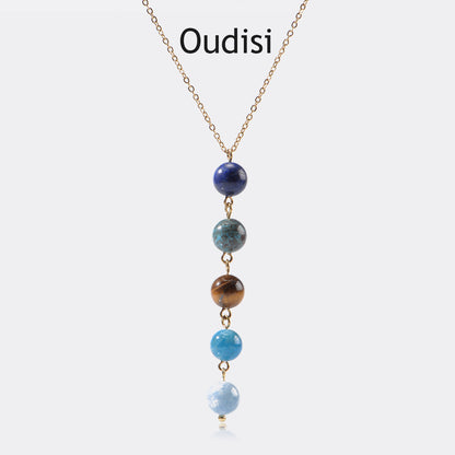 Nature stone extension stack necklace